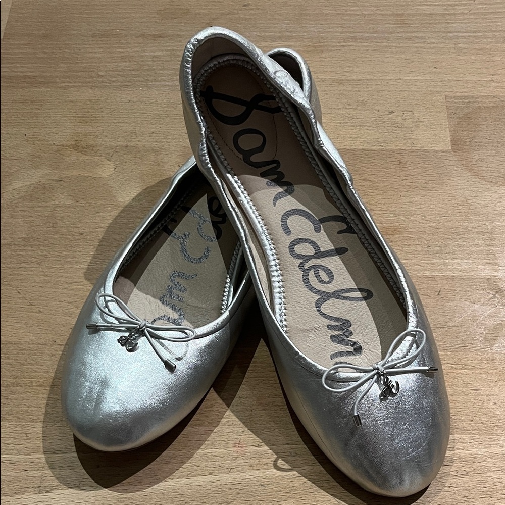 Sam Edelman Metallic LEATHER Silver Flats